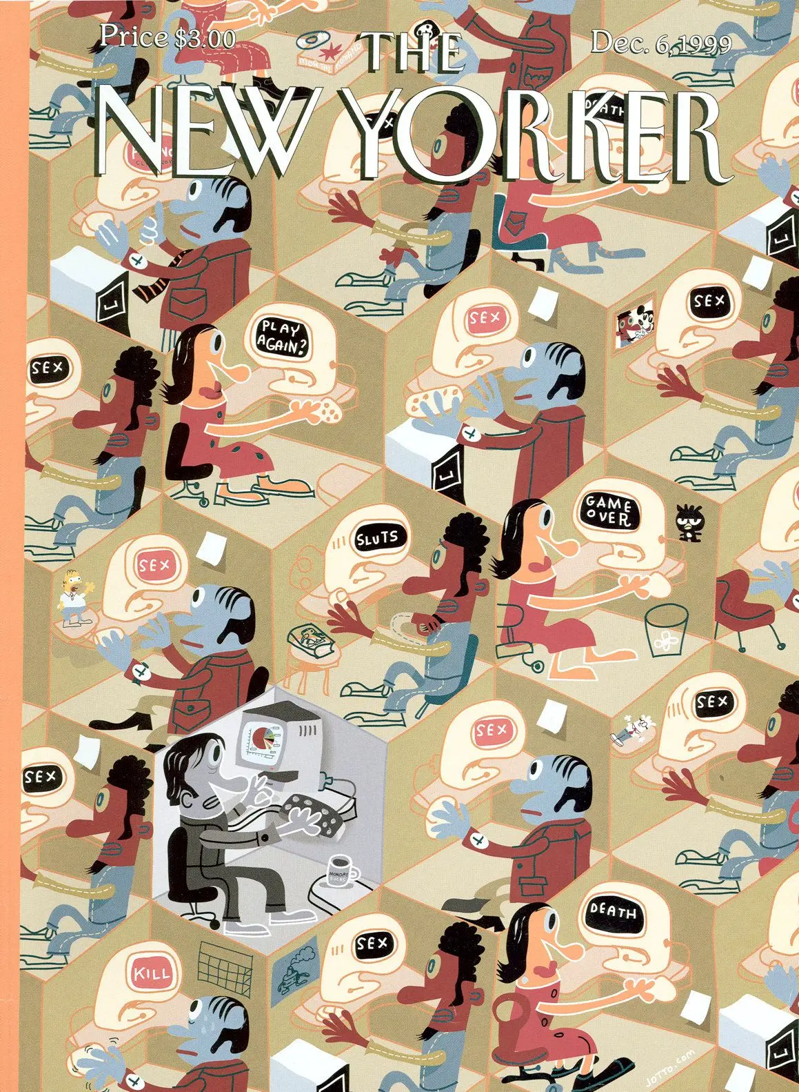 Обложка The New Yorker, 6 декабря 1999: Рабочая станция, игровая станция, художник Дж. Отто Сейболд