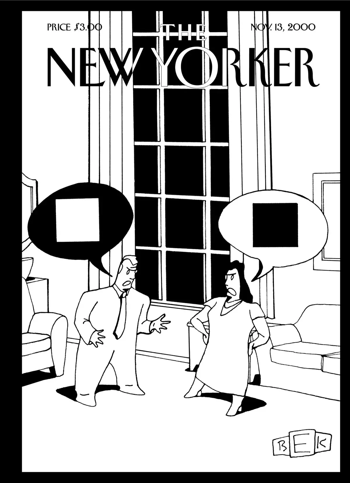 Обложка The New Yorker, 13 ноября 2000: Непримиримые разногласия, художник Брюс Эрик Каплан