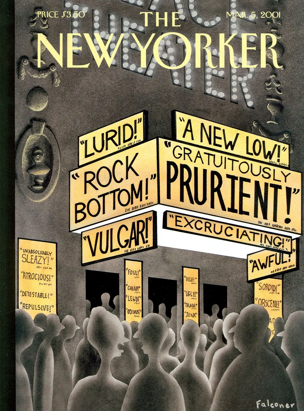 Обложка The New Yorker, 5 марта 2001: Новое дно, художник Иэн Фальконер