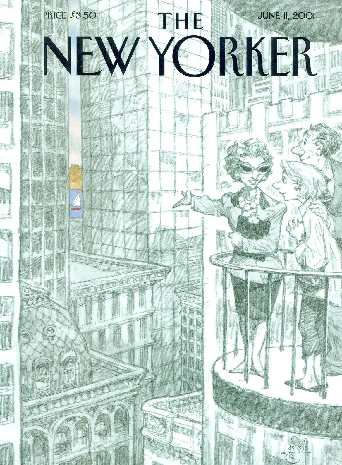 Обложка The New Yorker, 11 июня 2001: Вид на рку, художник Питер де Сев