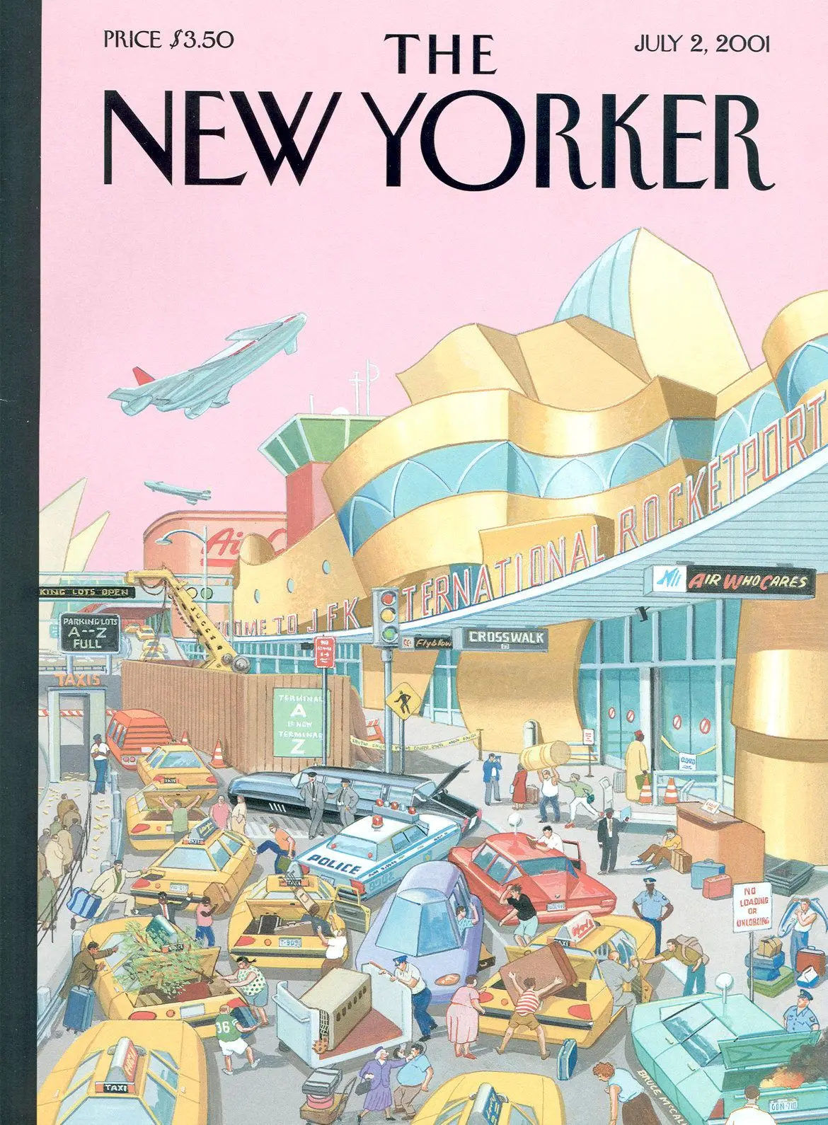 Обложка The New Yorker, 2 июля 2001: Международный ракетодром имени Кеннеди, 2025, художник Брюс Макколл