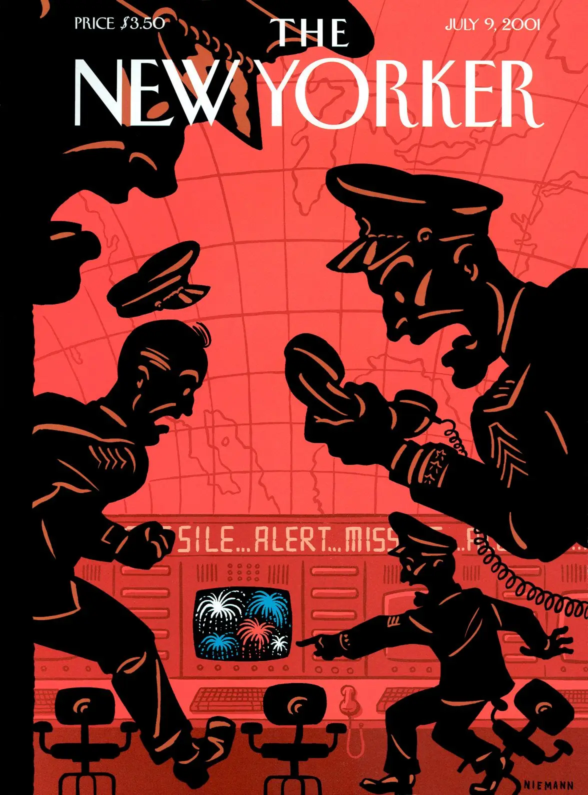 Обложка The New Yorker, 9 июля 2001: Звёздные войны и полосы навсегда, художник Кристоф Ниман