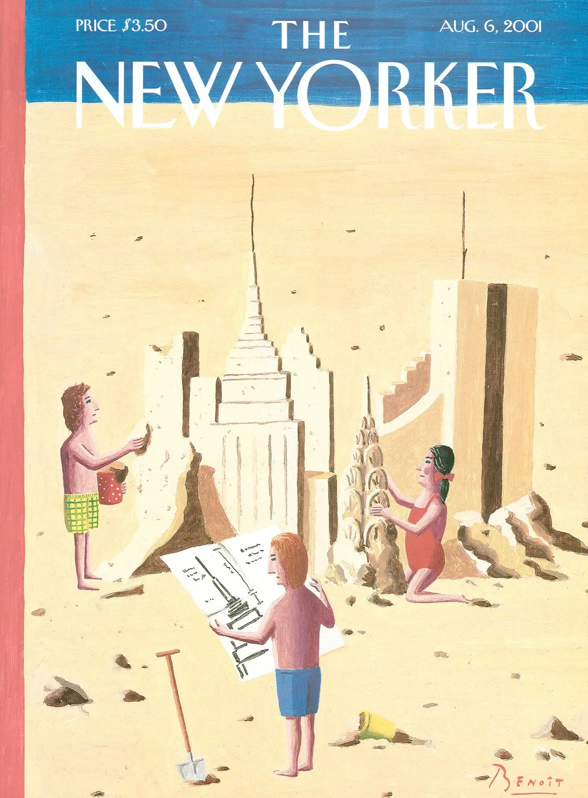Обложка The New Yorker, 6 августа 2001: Юные архитекторы, художник Бенуа ван Иннис