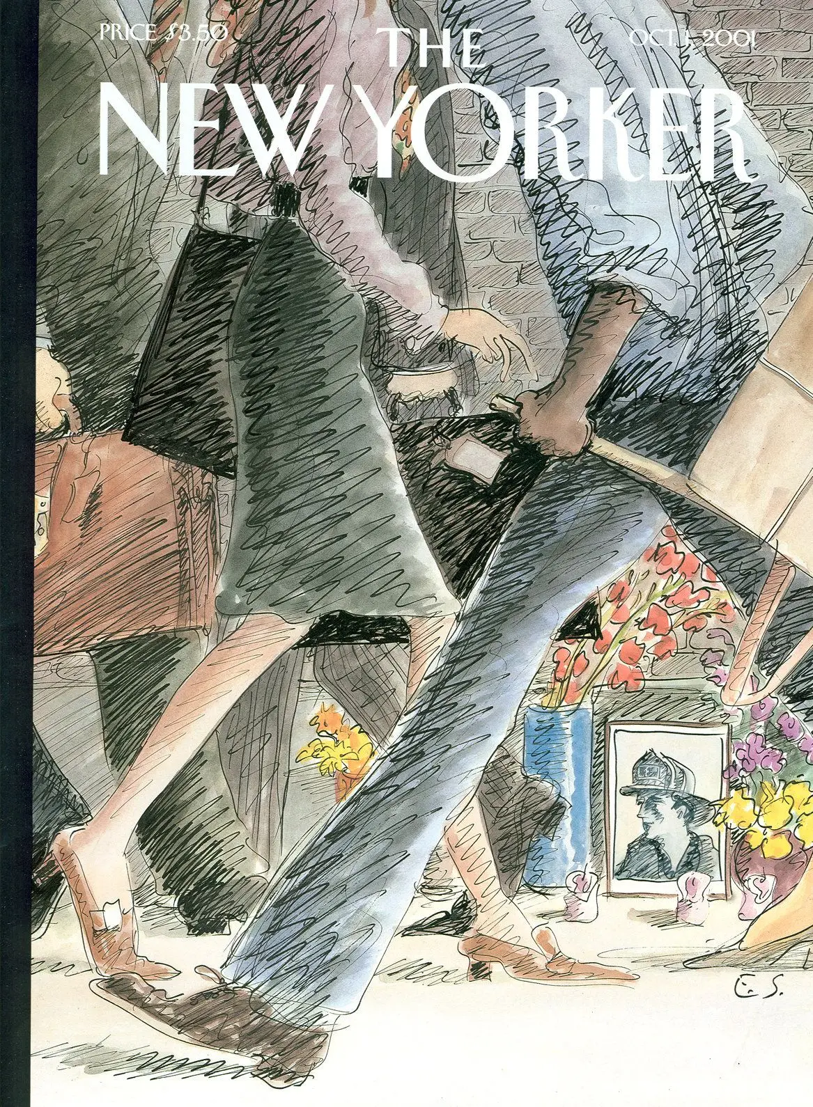 Обложка The New Yorker, 1 октября 2001: Уличная сцена, художник Эдвард Сорел