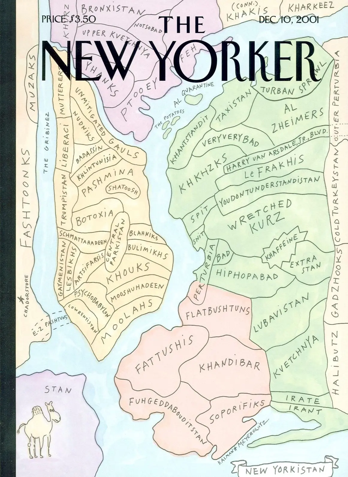 Обложка The New Yorker, 10 декабря 2001: Нью-Йоркистан, художник Майра Калман, Рик Мейеровиц