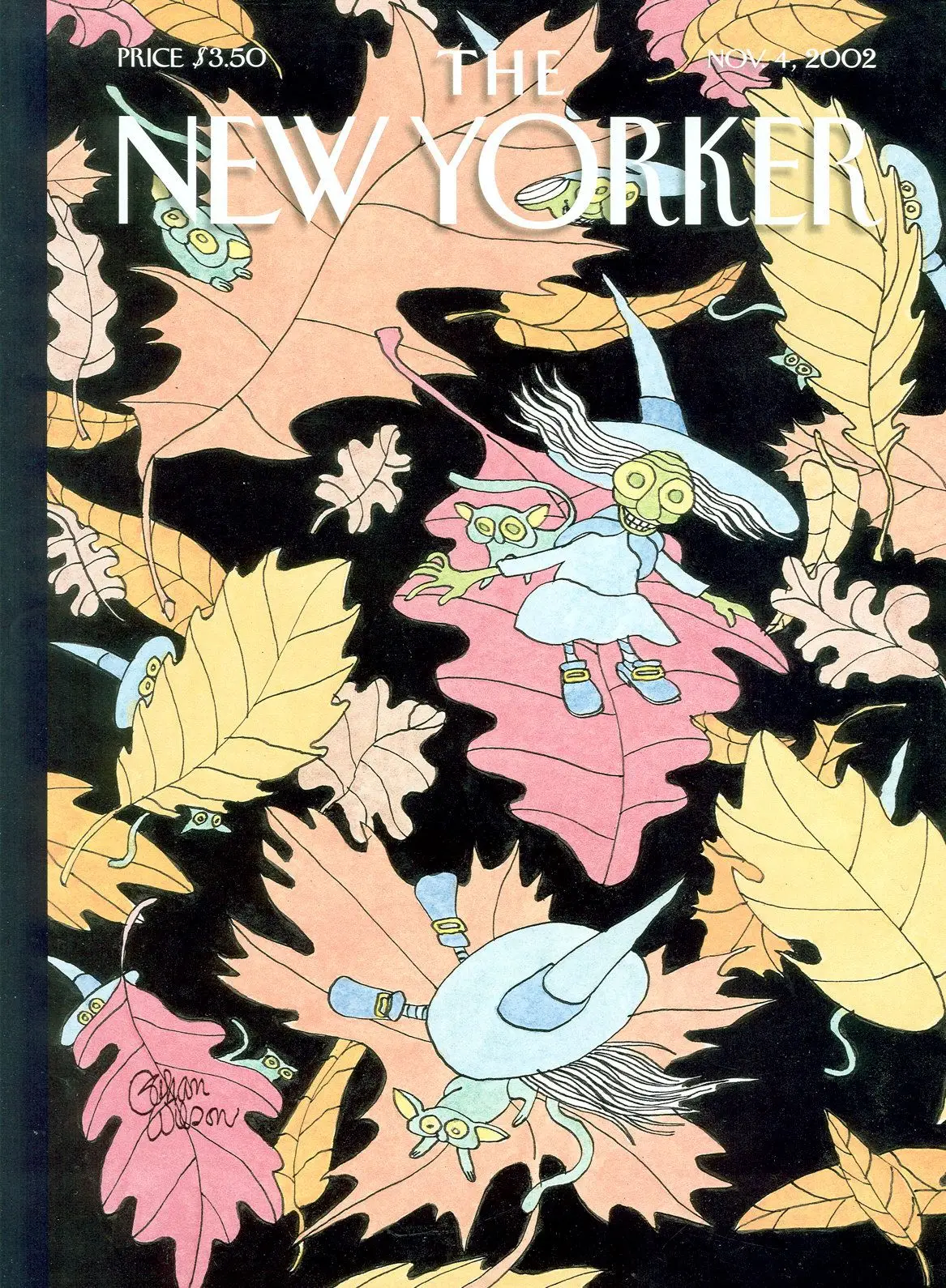 Обложка The New Yorker, 4 ноября 2002: Летящие листья, художник Гэхан Уилсон