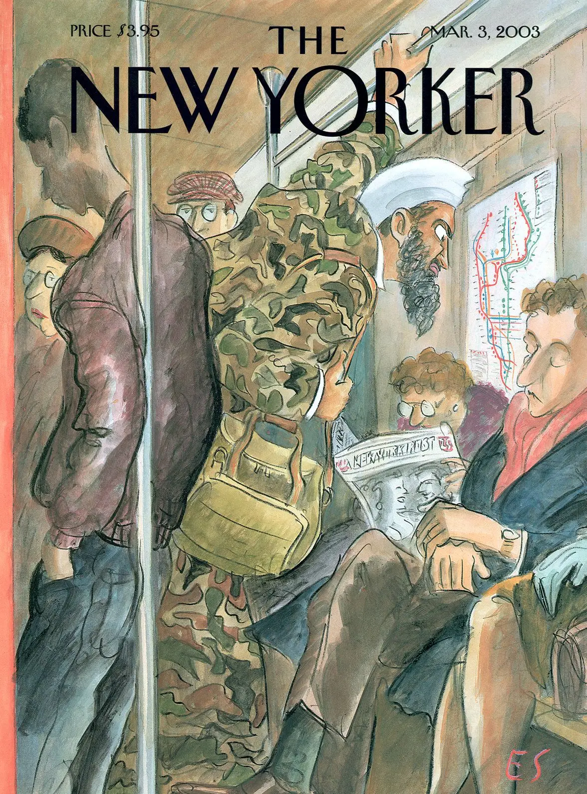 Обложка The New Yorker, 3 марта 2003: Турист, художник Эдвард Сорел