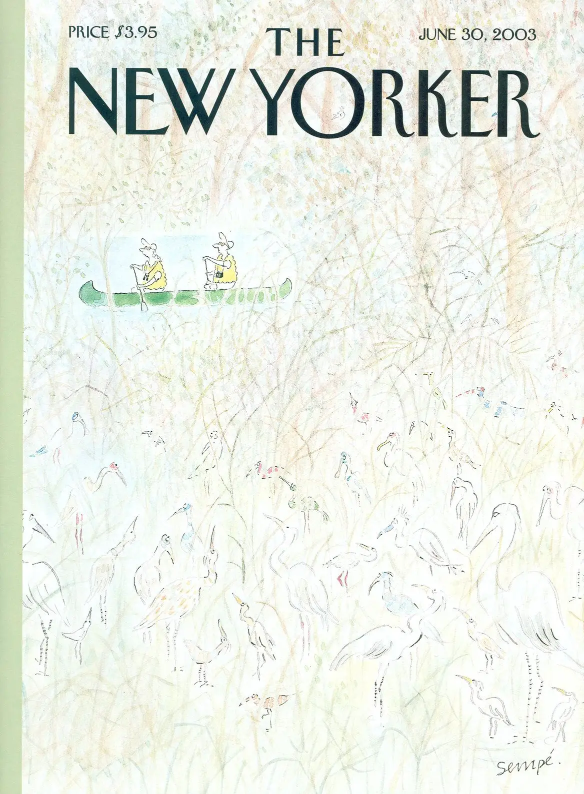 Обложка The New Yorker, 30 июня 2003: Птицы наблюдают, художник Жан-Жак Сампе