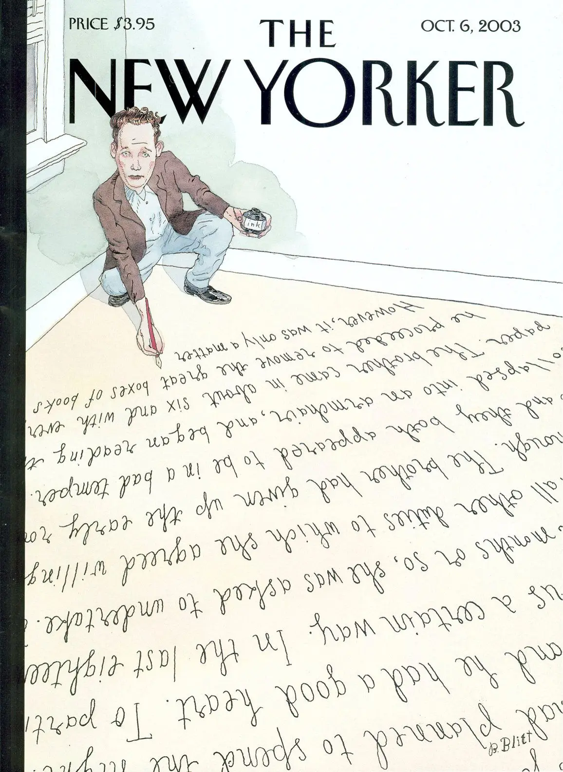 Обложка The New Yorker, 6 октября 2003: Дилемма писателя, художник Барри Блитт