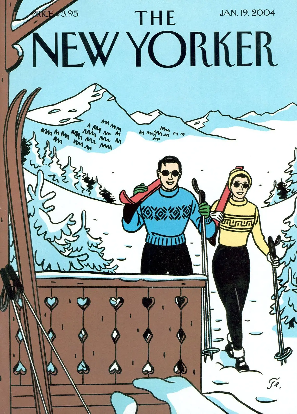Обложка The New Yorker, 19 января 2004: Зимний отдых, художник Флок