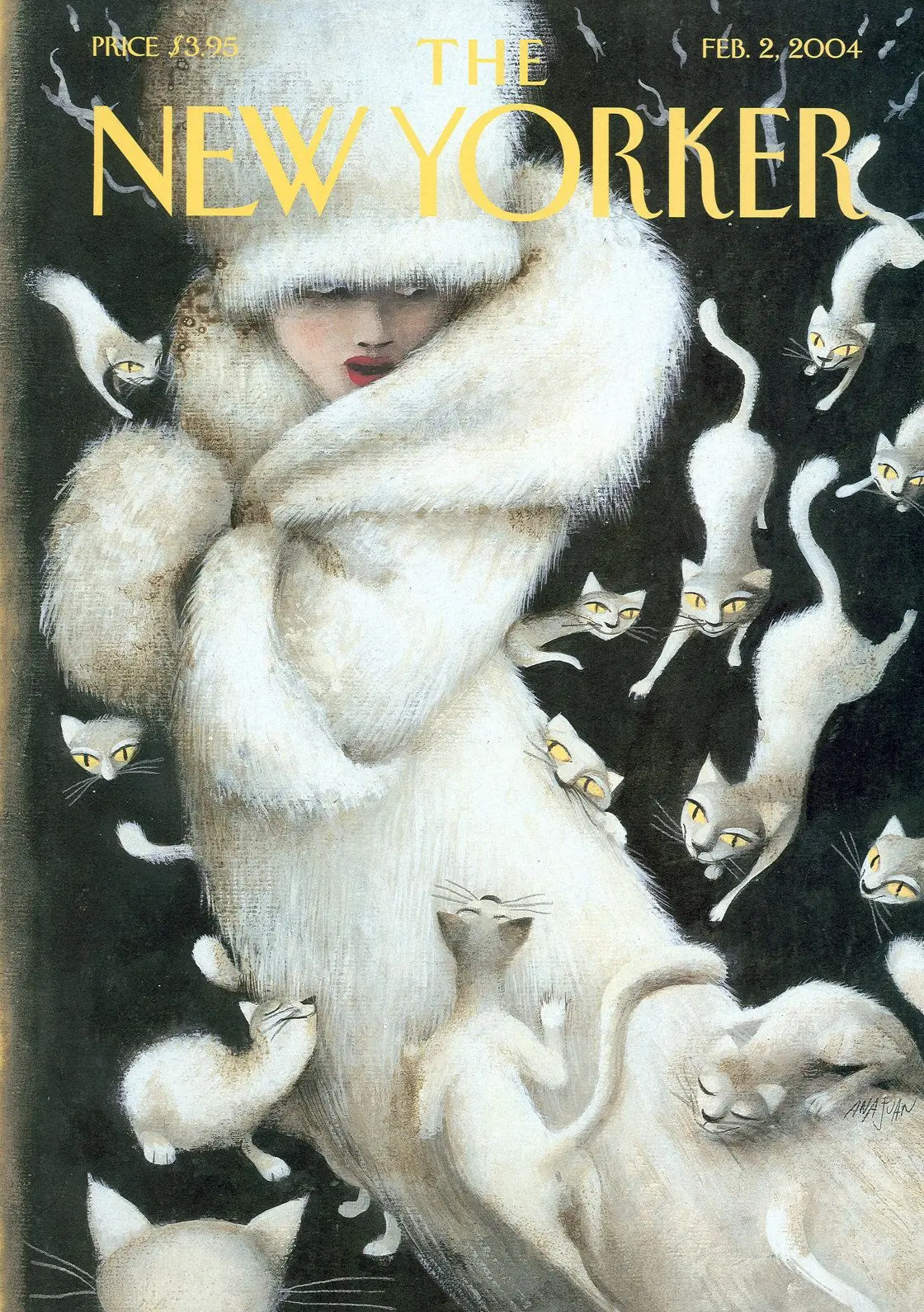 Обложка The New Yorker, 2 февраля 2004: Прижавшись, чтобы согреться, художник Ана Хуан