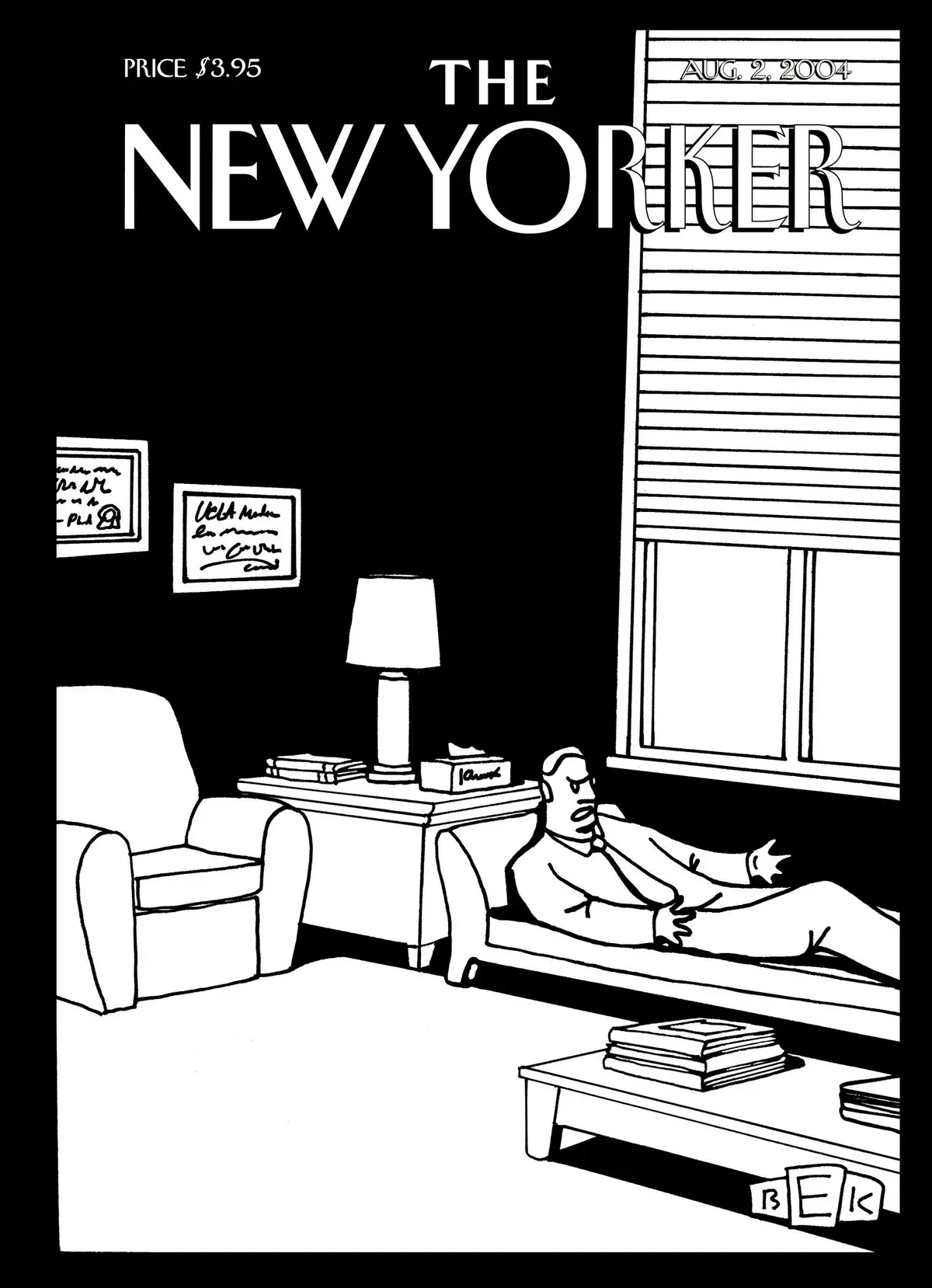 Обложка The New Yorker, 2 августа 2004: Плохой месяц, художник Брюс Эрик Каплан