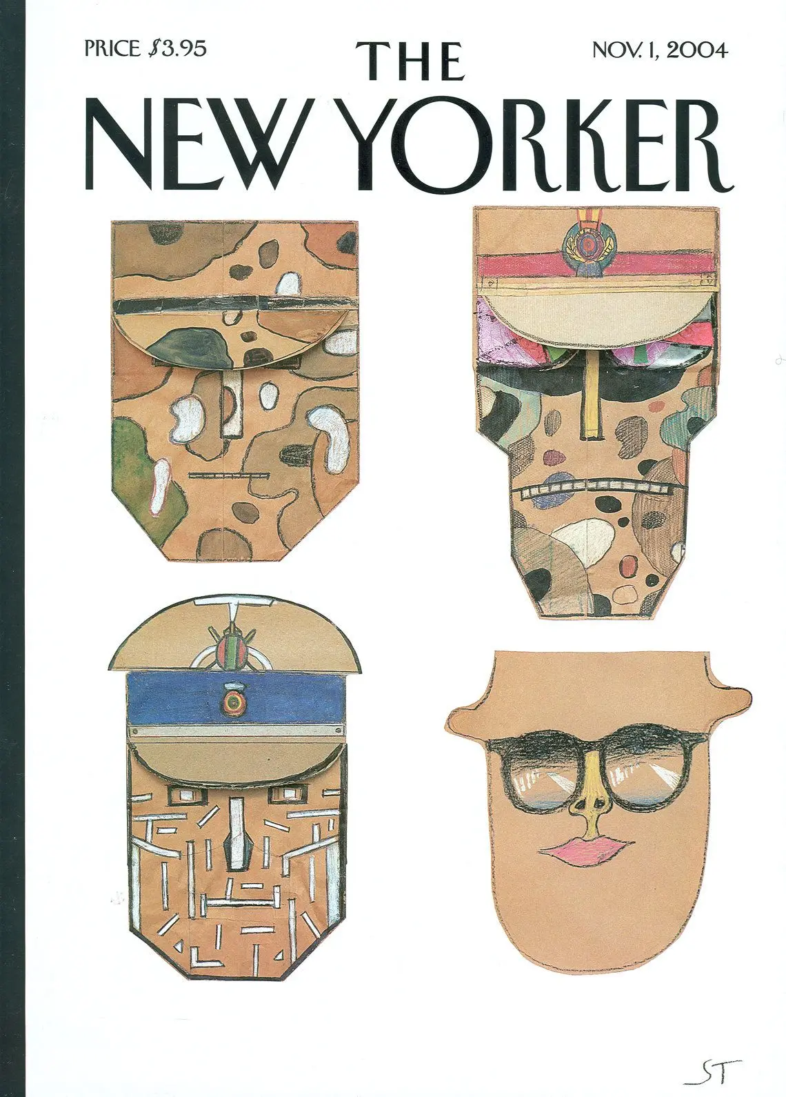 Обложка The New Yorker, 1 ноября 2004: Маски, художник Сол Стейнберг