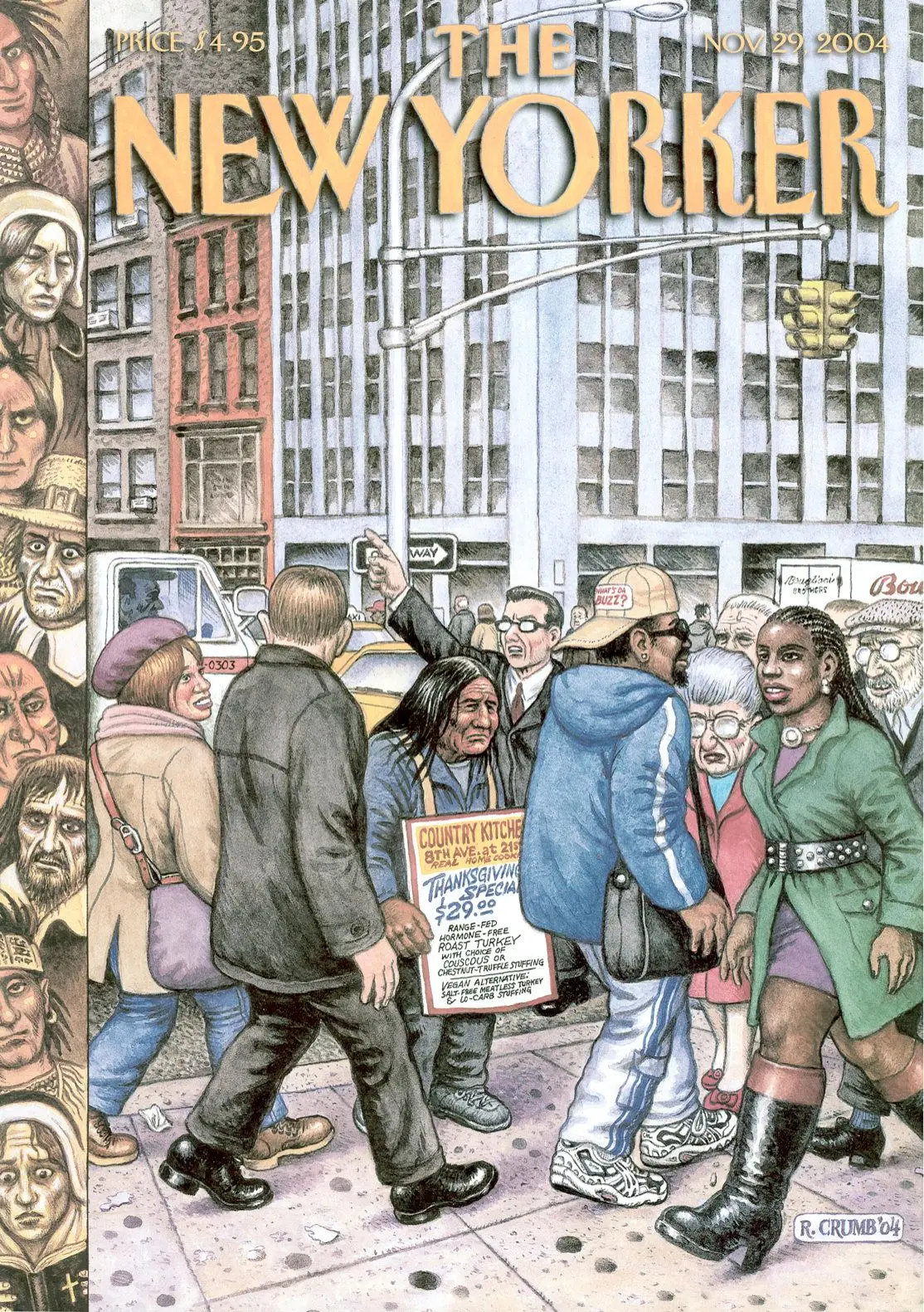 Обложка The New Yorker, 29 ноября 2004: Праздничное меню на День благодарения, художник Роберт Крамб