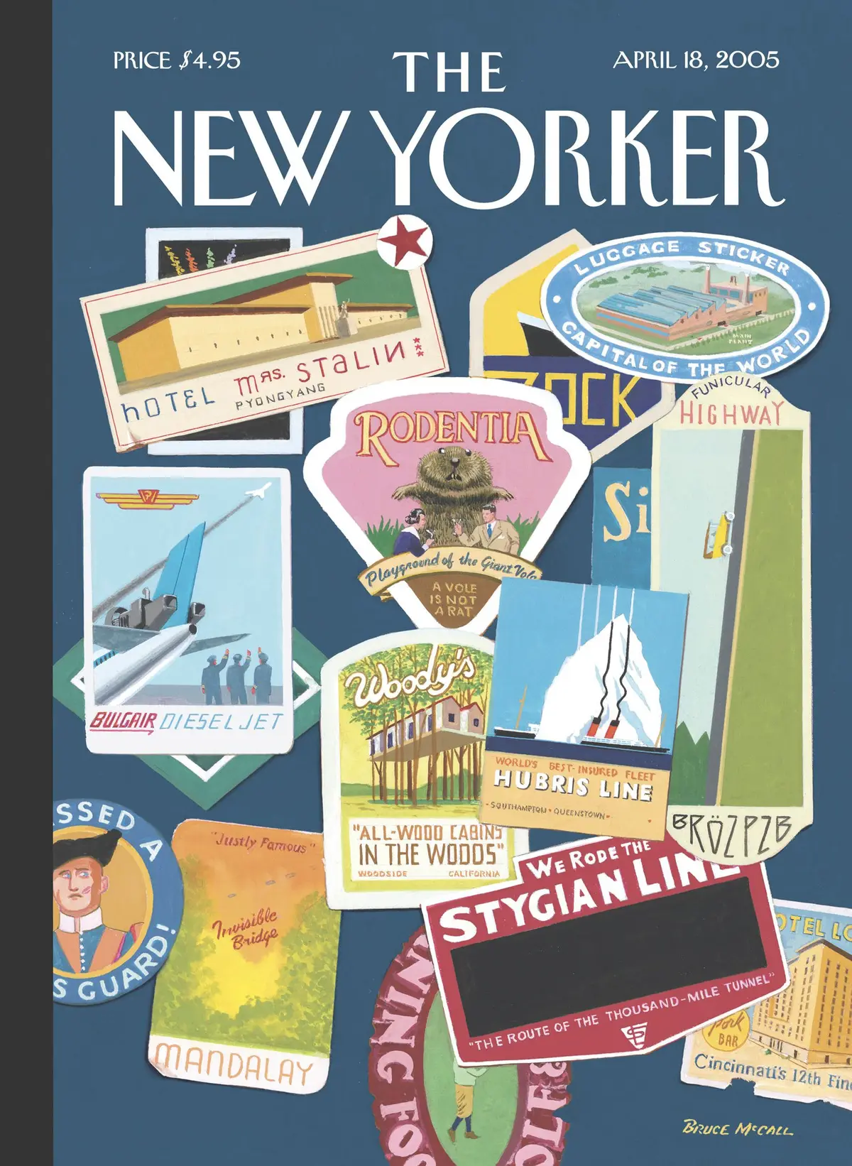 Обложка The New Yorker, 18 апреля 2005: Радости путешествий, художник Брюс Макколл
