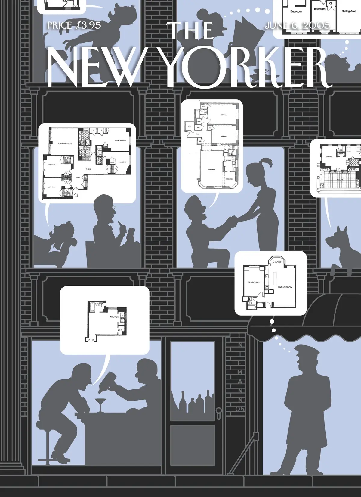 Обложка The New Yorker, 6 июня 2005: Пузыри на рынке недвижимости, художник Кристоф Ниман