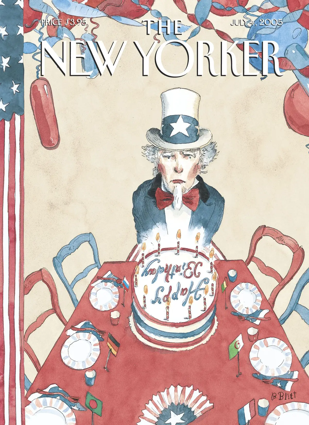 Обложка The New Yorker, 4 июля 2005: Вечеринка на одного, художник Барри Блитт