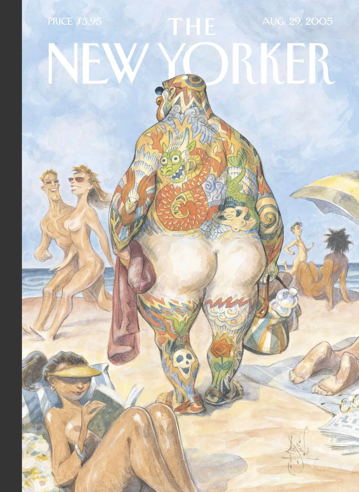 Обложка The New Yorker, 29 августа 2005: Пляжный бездельник, художник Питер де Сев