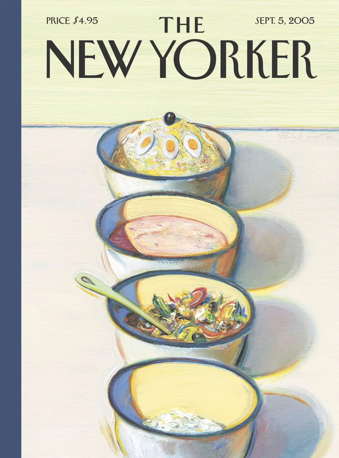 Обложка The New Yorker, 5 сентября 2005: Миски с едой, художник Уэйн Тибо