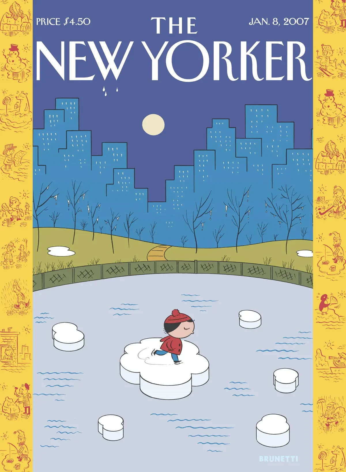 Обложка The New Yorker, 8 января 2007: На тонком льду, художник Иван Брунетти