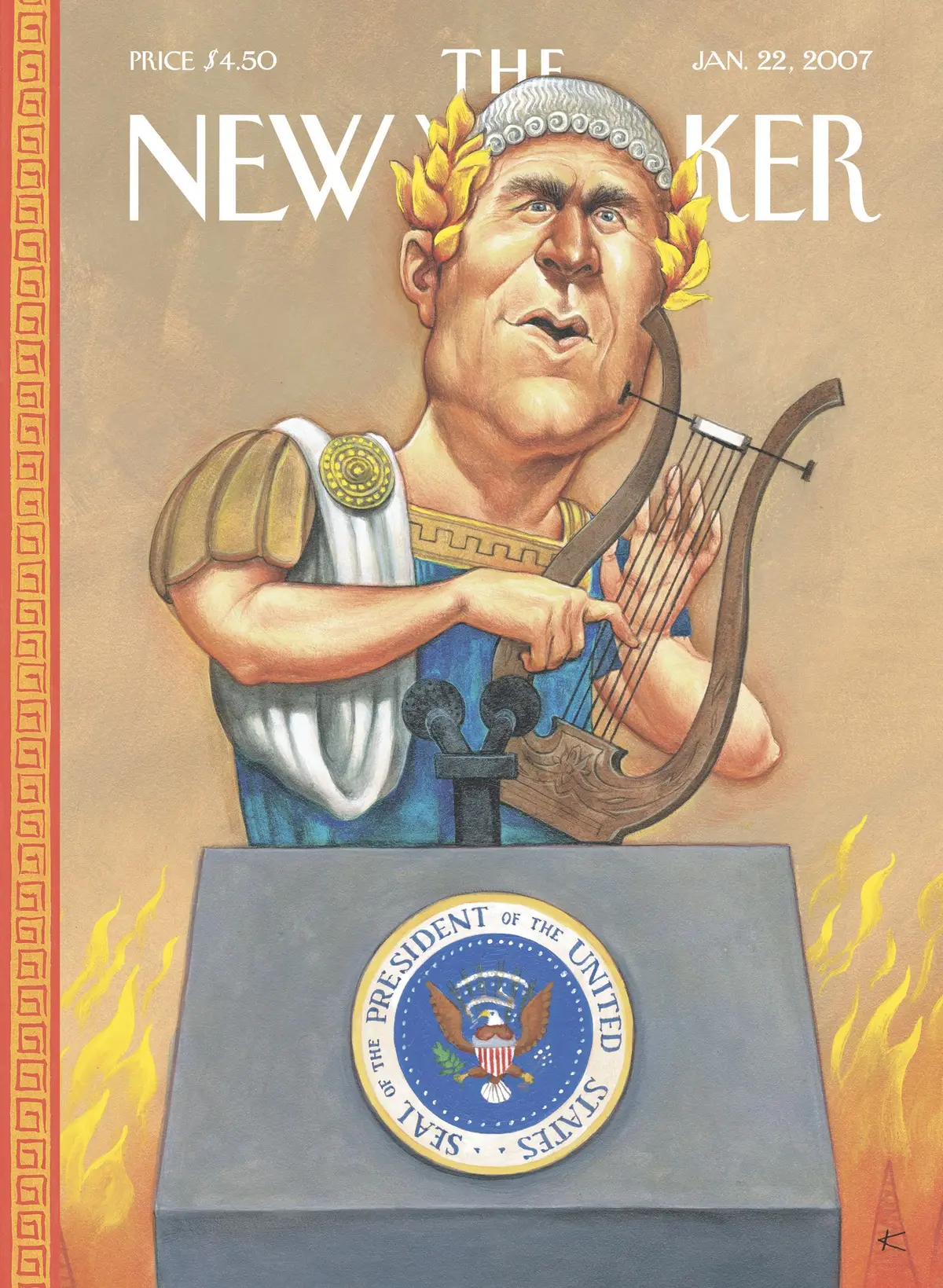 Обложка The New Yorker, 22 января 2007: Пока горит Рим, художник Анита Кунц