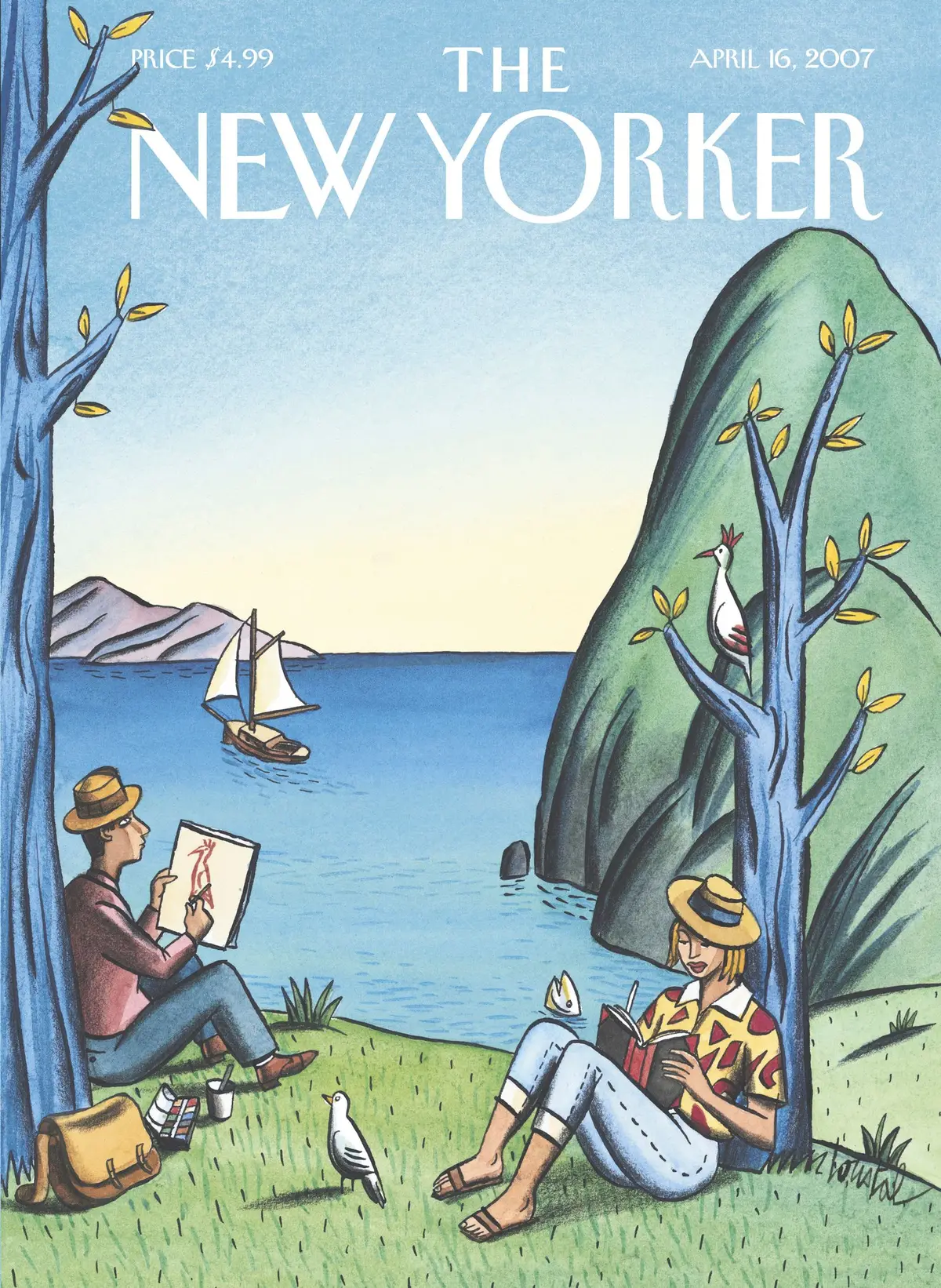 Обложка The New Yorker, 16 апреля 2007: Редкие птицы, художник Жак де Лусталь