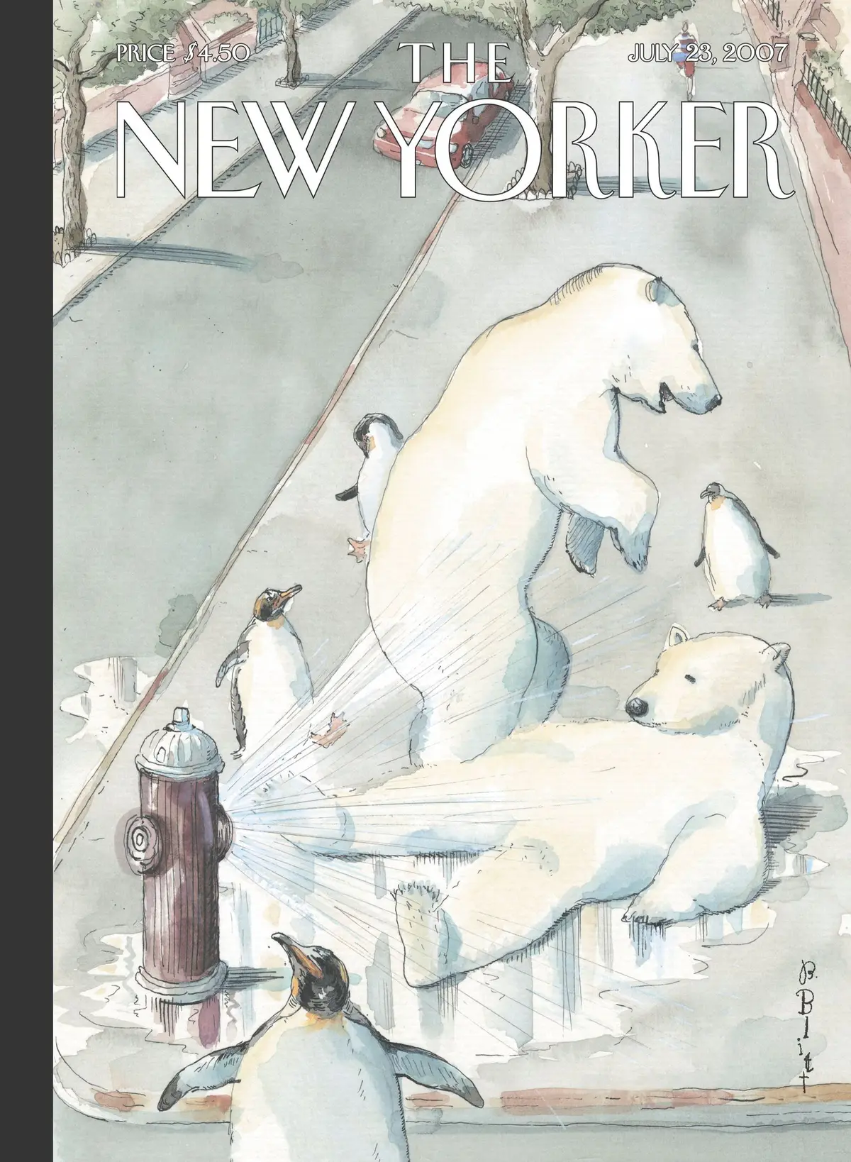Обложка The New Yorker, 23 июля 2007: Охлаждение, художник Барри Блитт