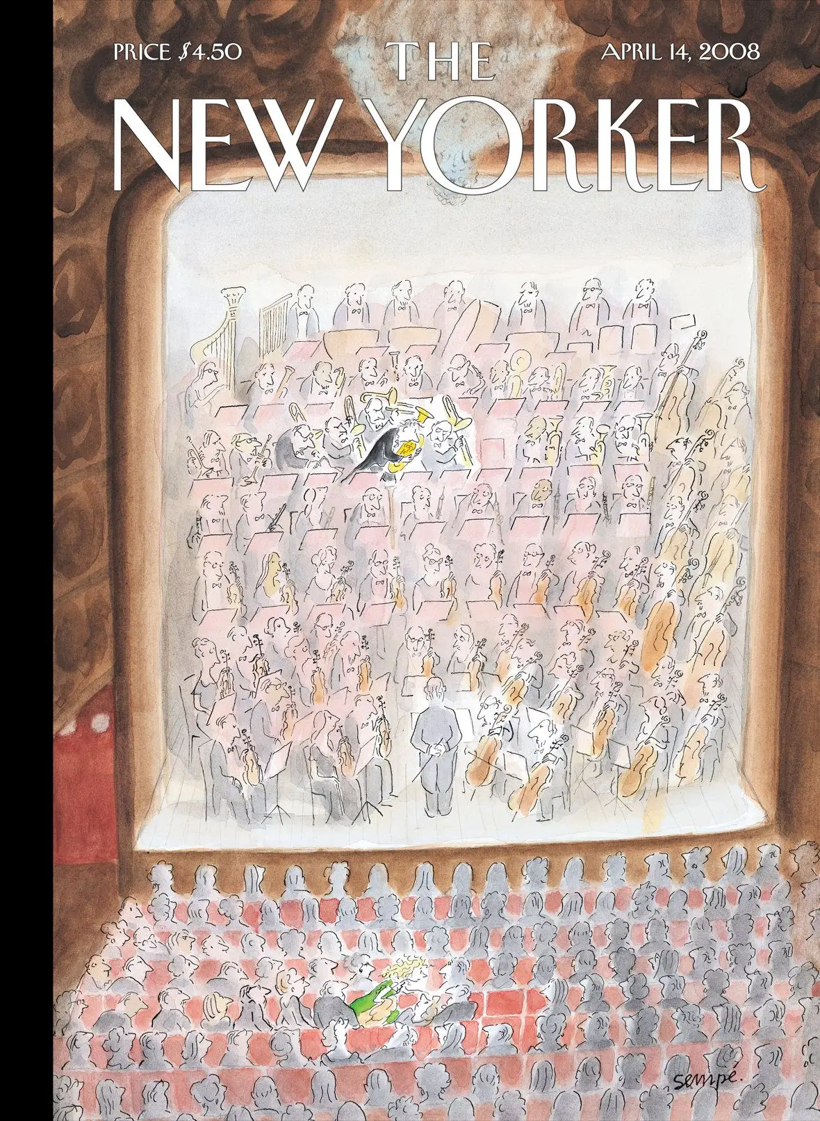 Обложка The New Yorker, 14 апреля 2008: Не сбиваясь с ритма, художник Жан-Жак Сампе