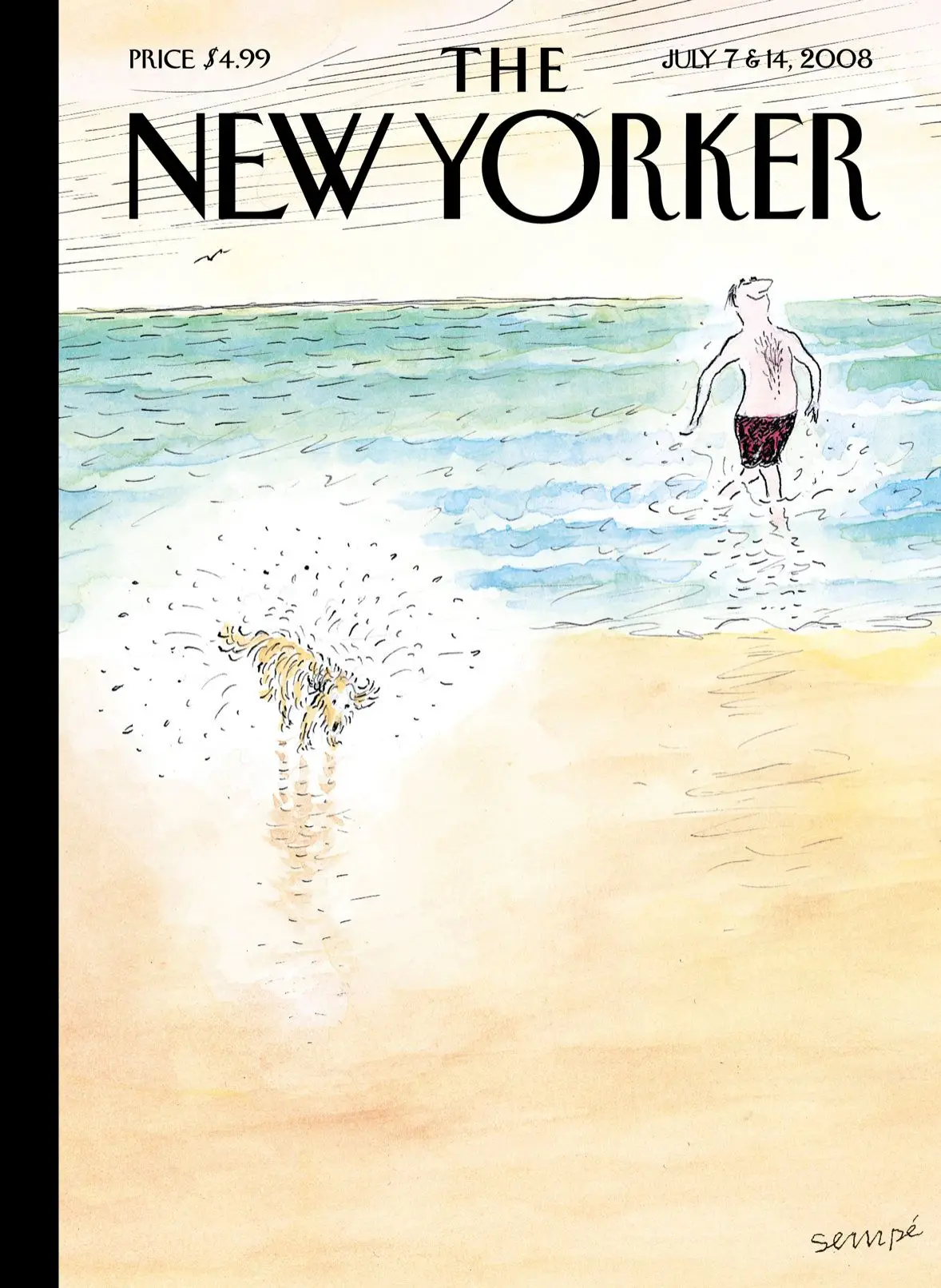 Обложка The New Yorker, 7 июля 2008: Первое купание, художник Жан-Жак Сампе