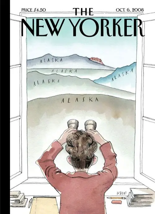 Обложка The New Yorker, 6 октября 2008: Комната с видом, художник Барри Блитт