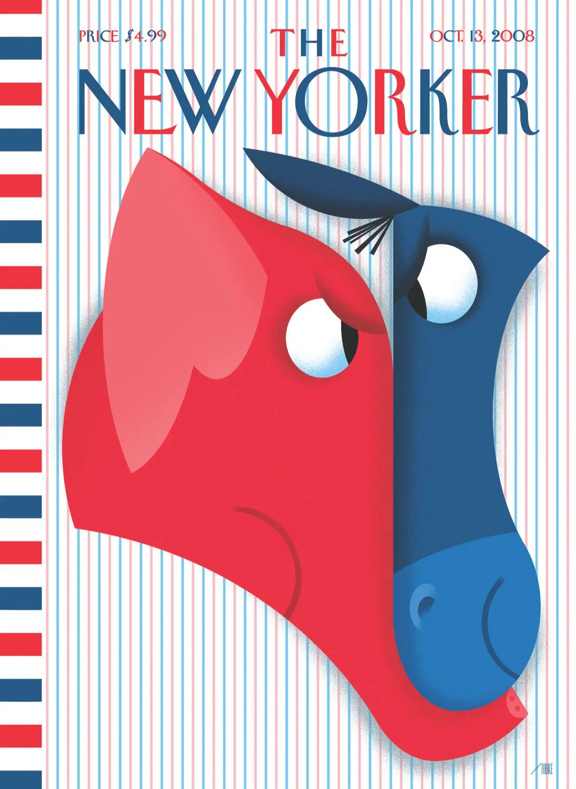 Обложка The New Yorker, 13 октября 2008: Вбрасывание, художник Боб Стейк