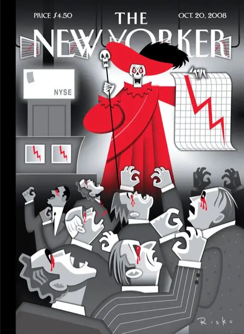 Обложка The New Yorker, 20 октября 2008: Красная смерть на Уолл-стрит, художник Роберт Риско