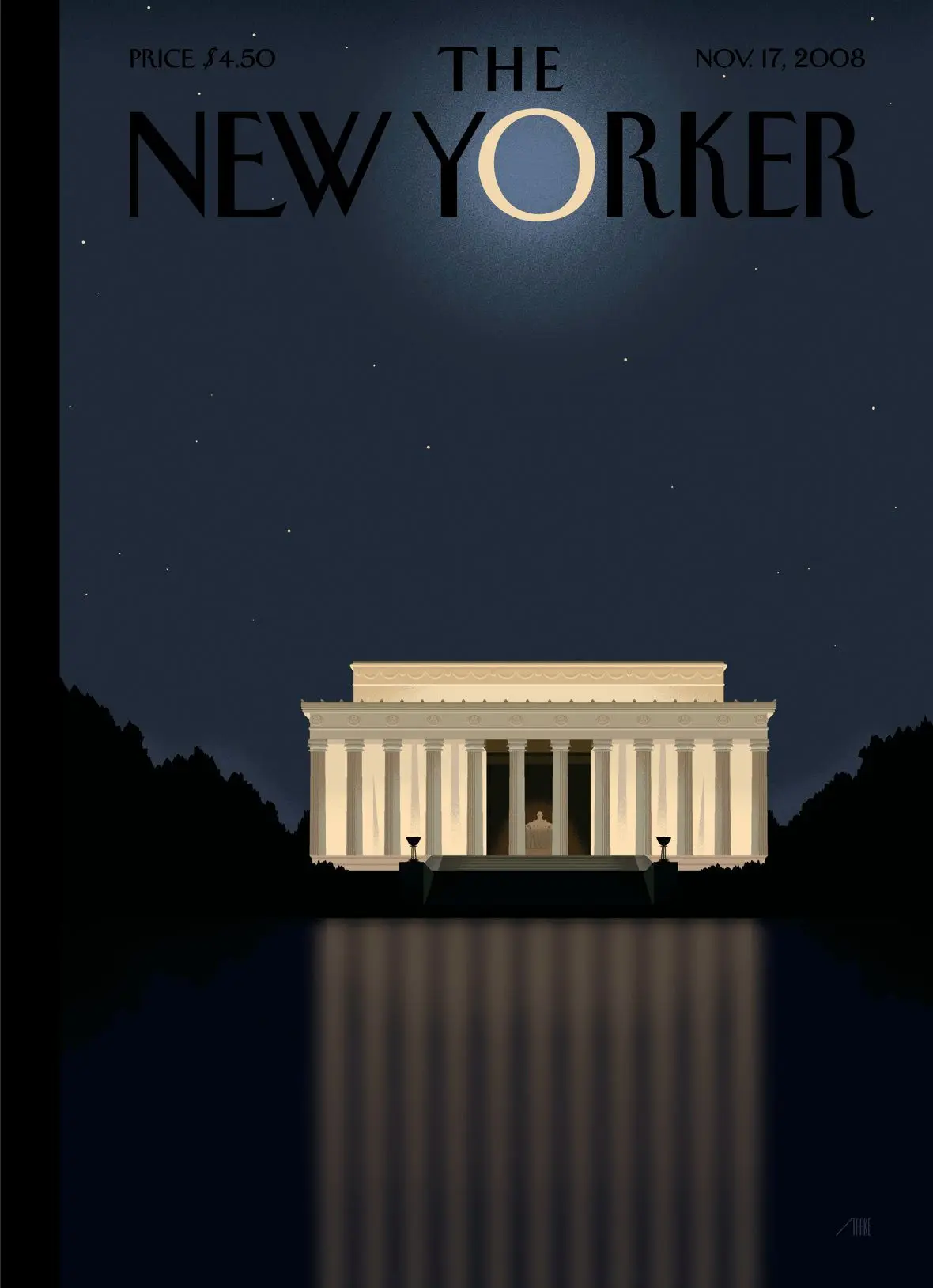 Обложка The New Yorker, 17 ноября 2008: Отражение, художник Боб Стейк