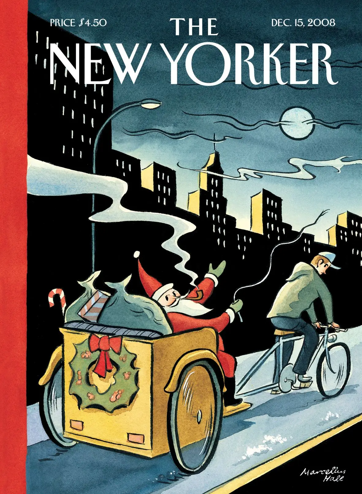 Обложка The New Yorker, 15 декабря 2008: Зелёное Рождество, художник Марселлус Холл