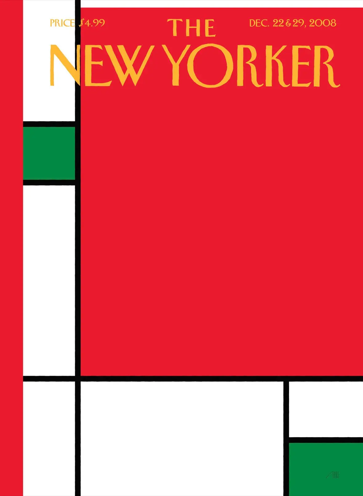 Обложка The New Yorker, 22 декабря 2008: Минималистское Рождество, художник Боб Стейк