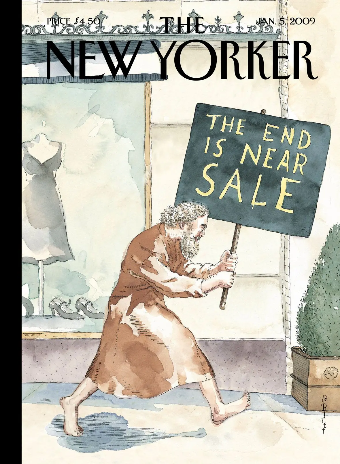 Обложка The New Yorker, 5 января 2009: Распродаётся всё, художник Барри Блитт