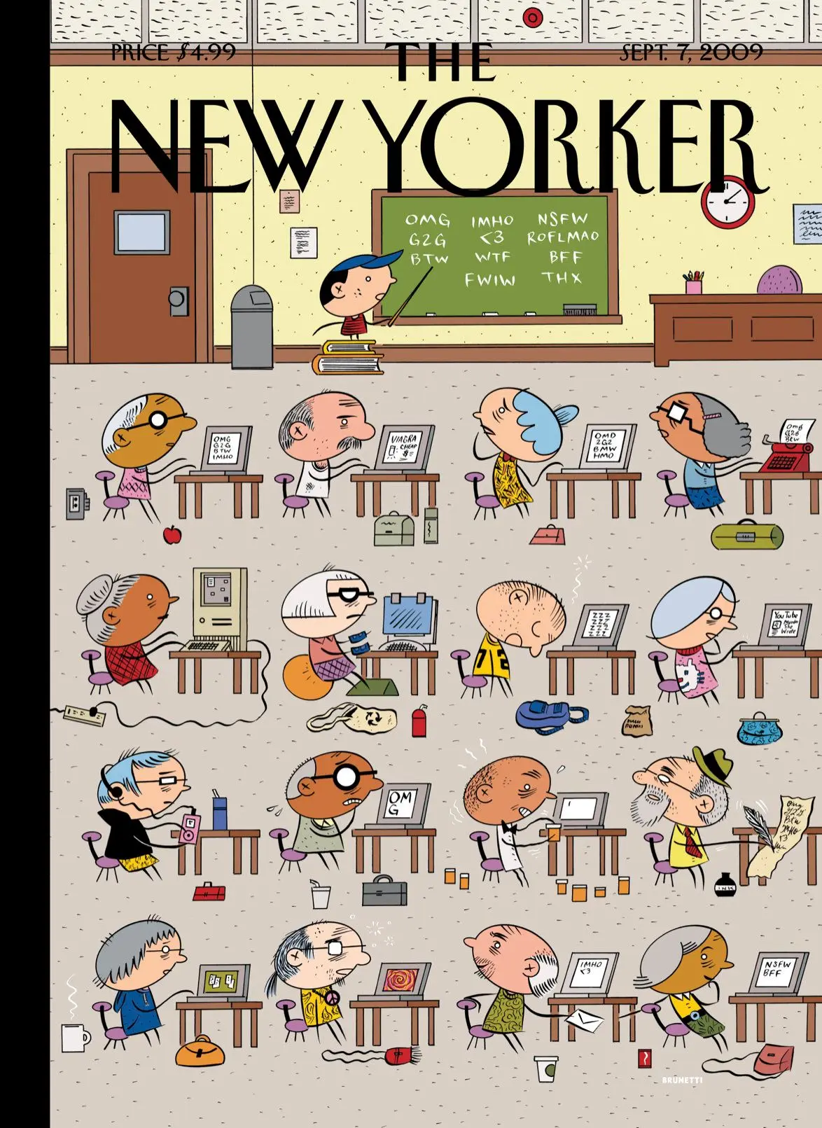 Обложка The New Yorker, 7 сентября 2009: Обязательное чтение, художник Иван Брунетти