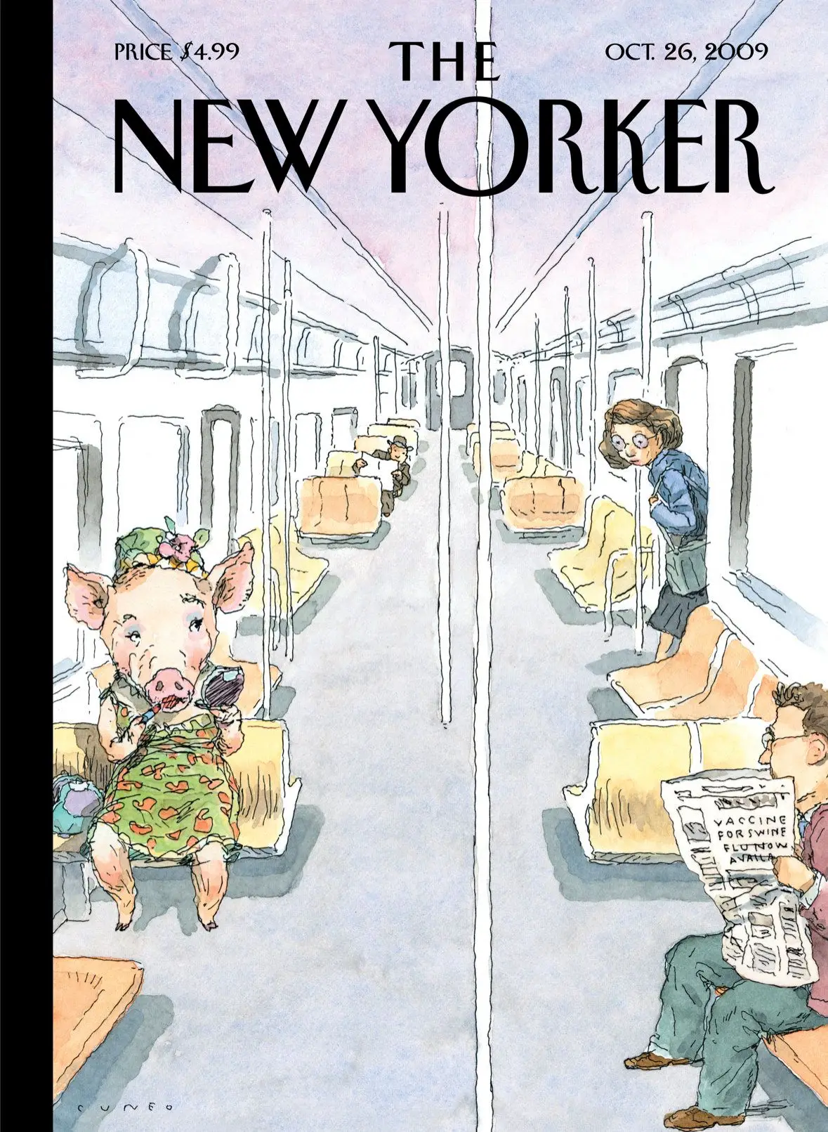 Обложка The New Yorker, 26 октября 2009: Сезон гриппа, художник Джон Кунео