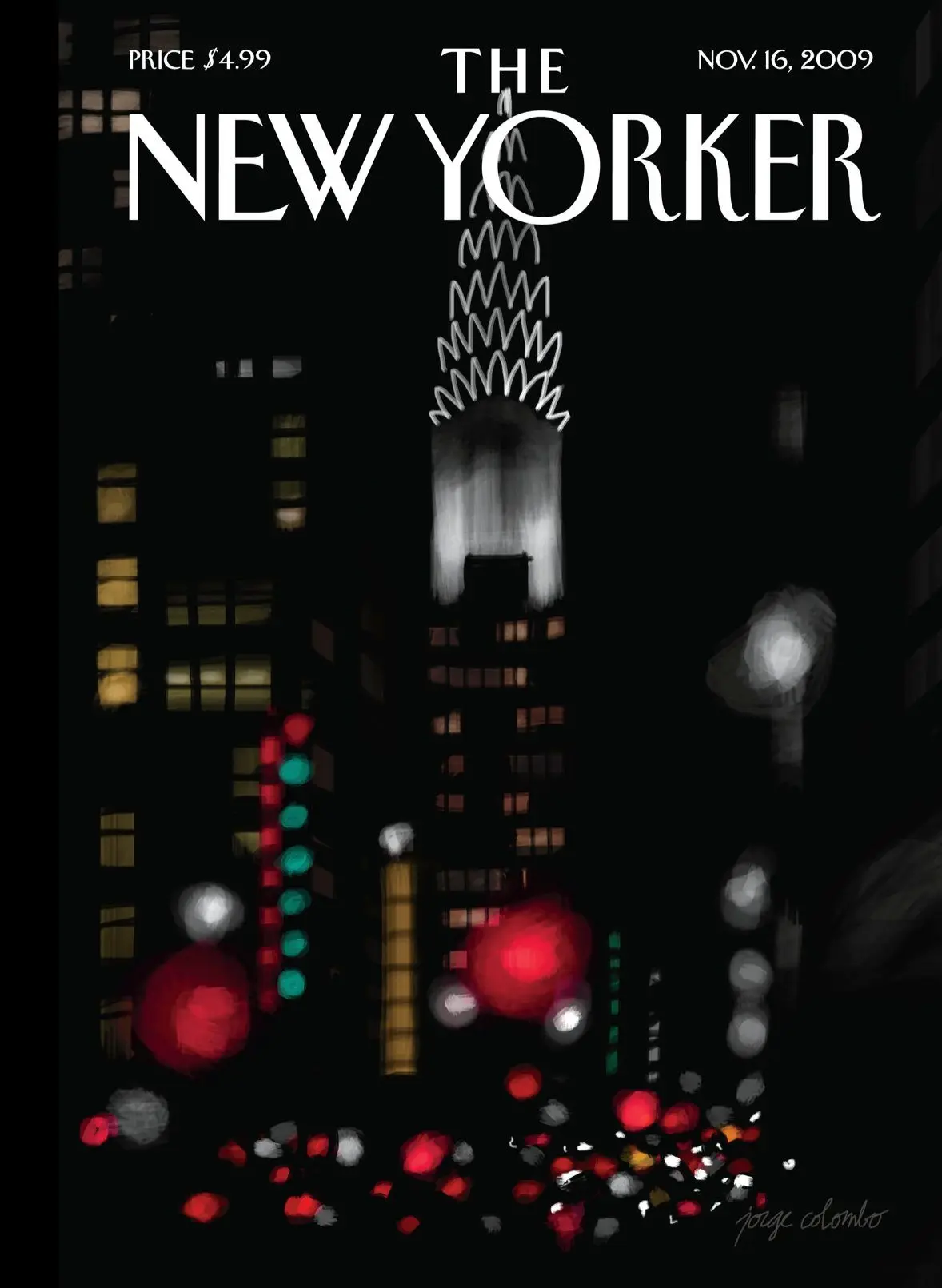 Обложка The New Yorker, 16 ноября 2009: Ночные огни, художник Хорхе Коломбо