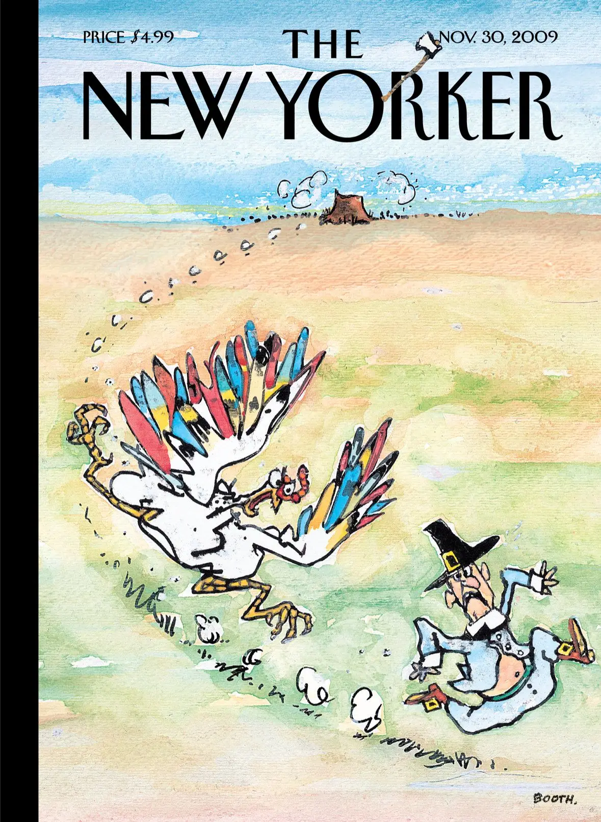 Обложка The New Yorker, 30 ноября 2009: Бегство на День благодарения, художник Джордж Бут