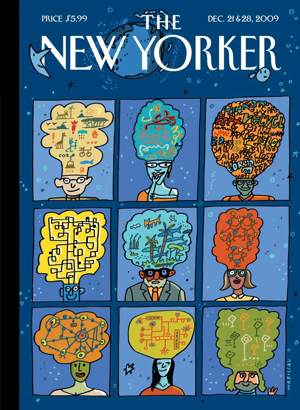 Обложка The New Yorker, 21 декабря 2009: Новые миры, художник Хавьер Марискаль