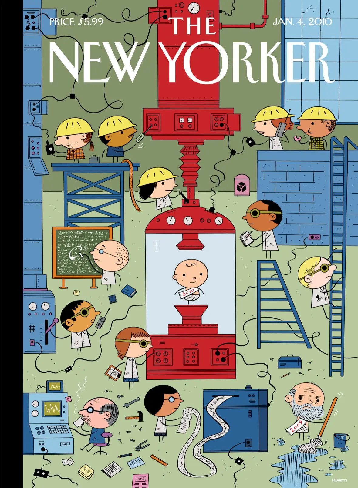 Обложка The New Yorker, 4 января 2010: Проводим старое, встретим новое, художник Иван Брунетти