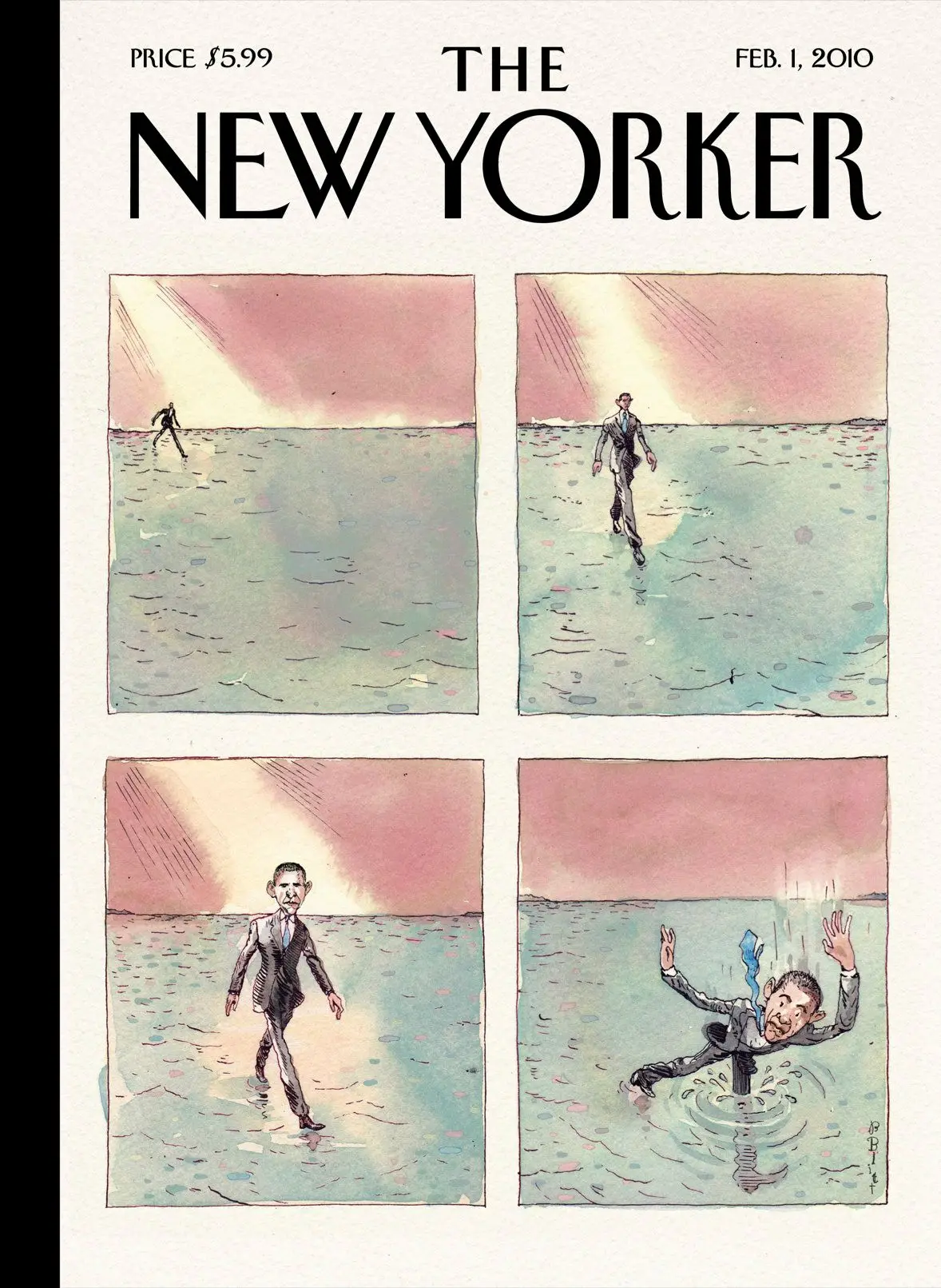 Обложка The New Yorker, 1 февраля 2010: Первая годовщина, художник Барри Блитт