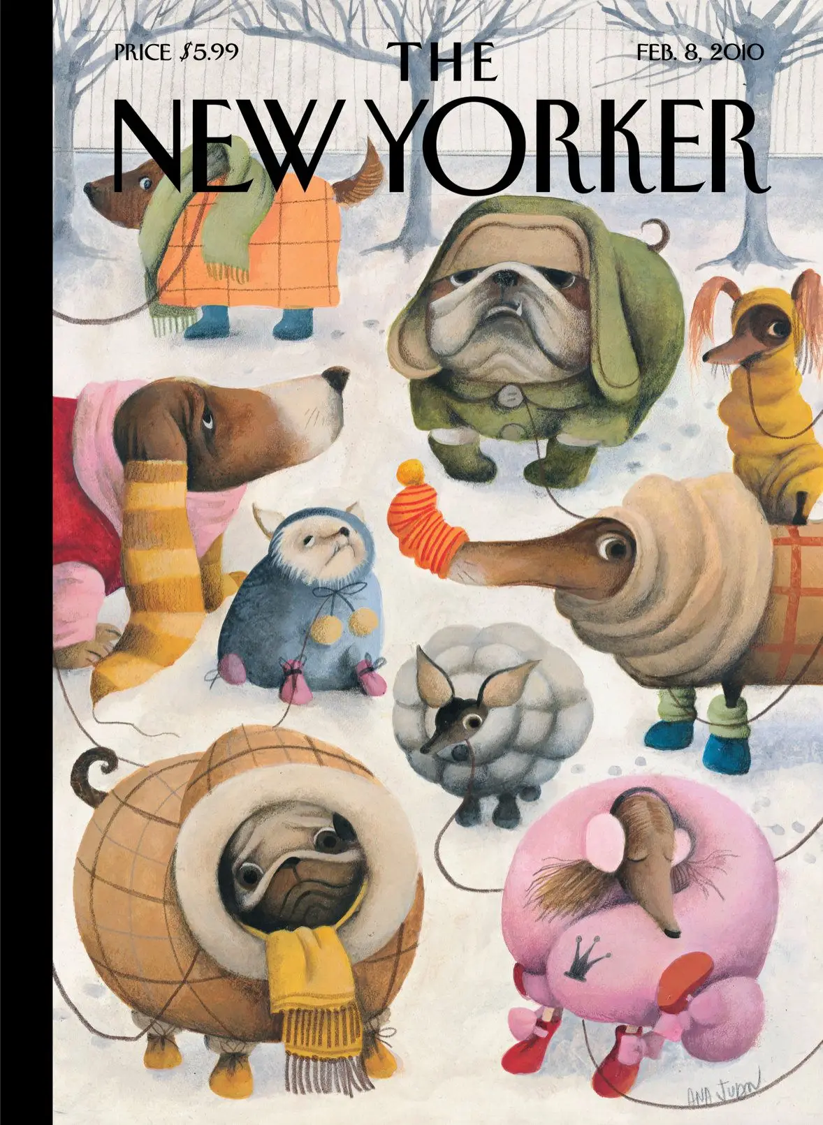 Обложка The New Yorker, 8 февраля 2010: Детка, на улице холодно, художник Ана Хуан