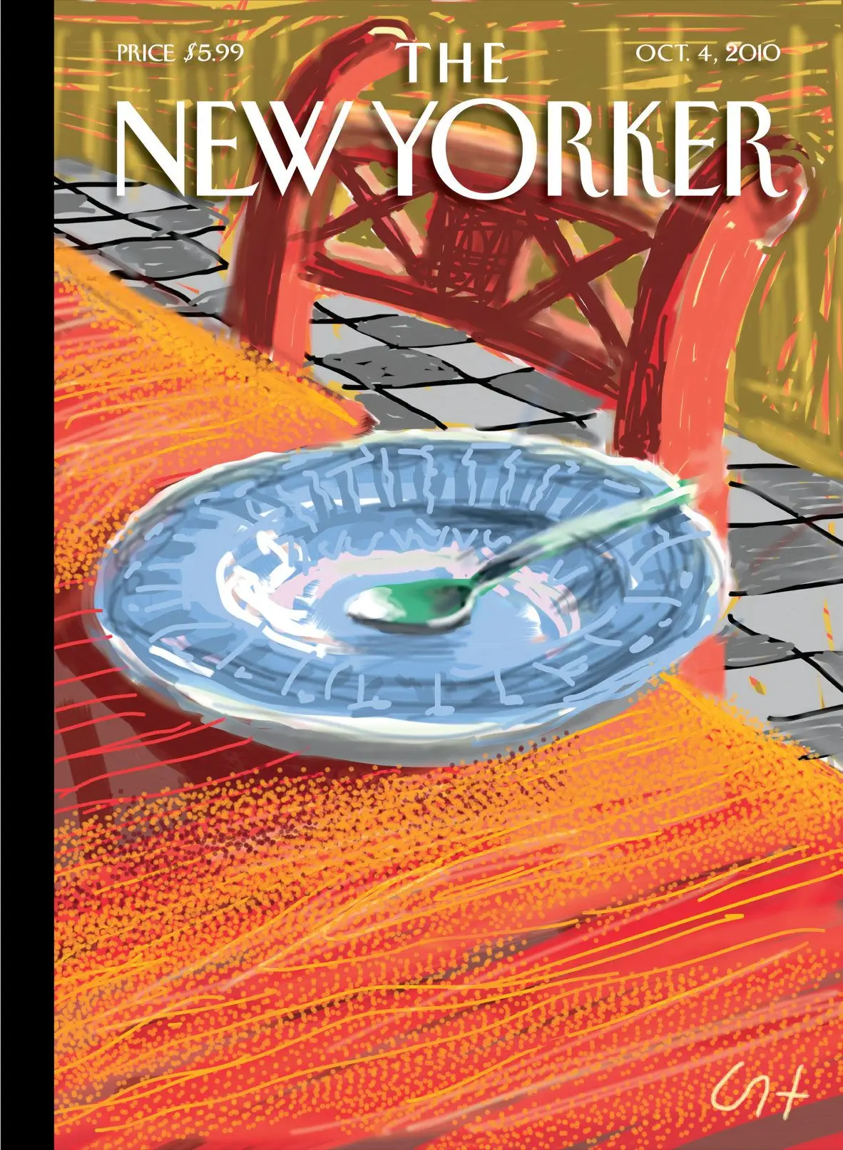 Обложка The New Yorker, 4 октября 2010: Тарелка с завтраком, художник Дэвид Хокни