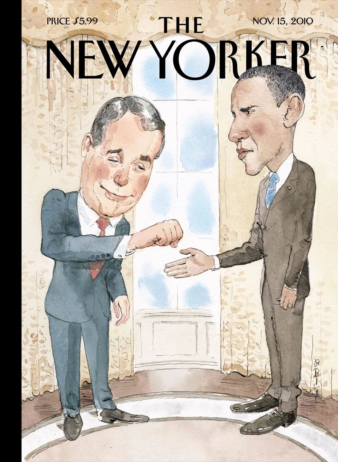 Обложка The New Yorker, 15 ноября 2010: Снят с рейса, художник Барри Блитт