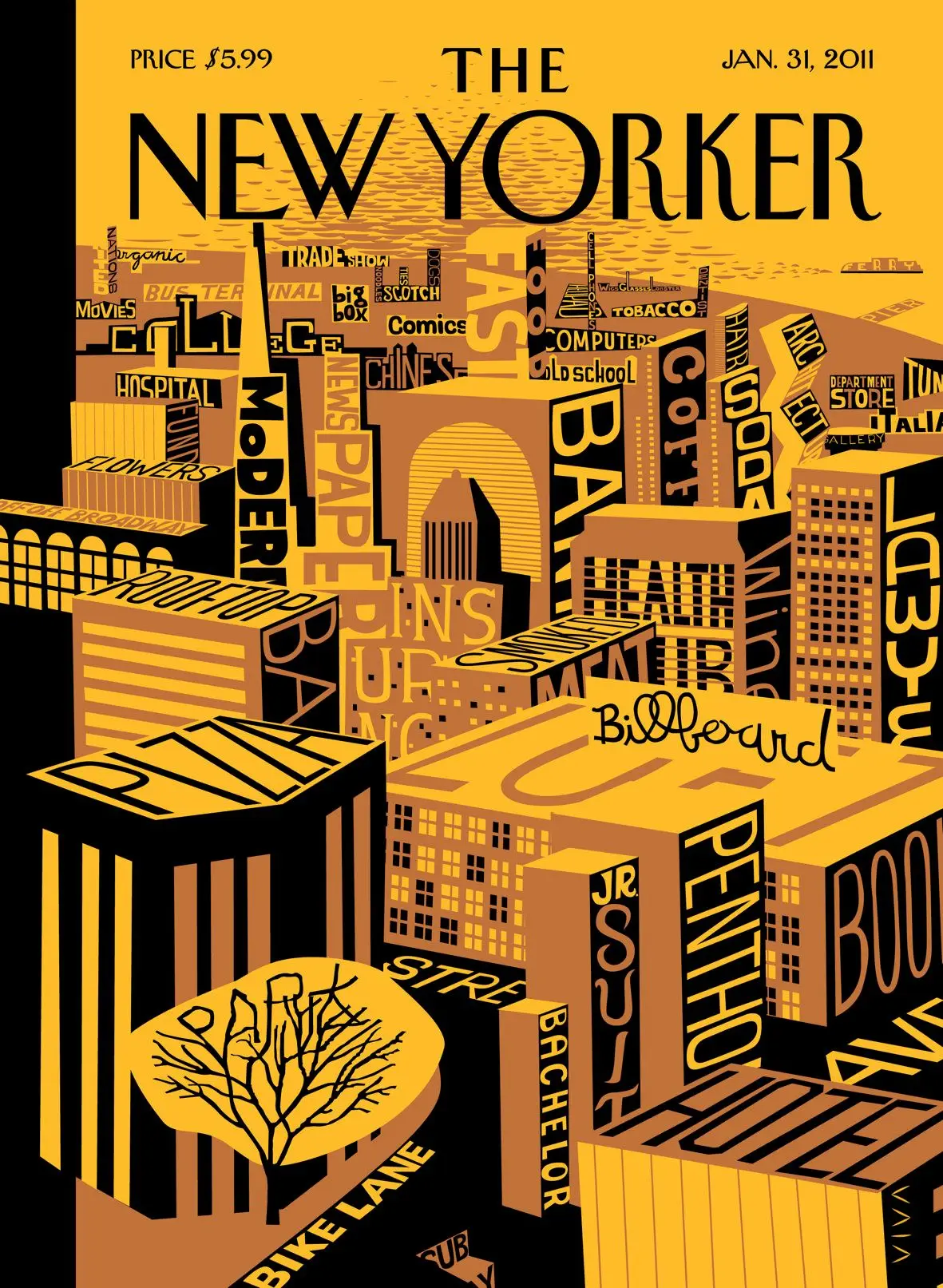 Обложка The New Yorker, 31 января 2011: Ментальный пейзаж, художник Фрэнк Вива