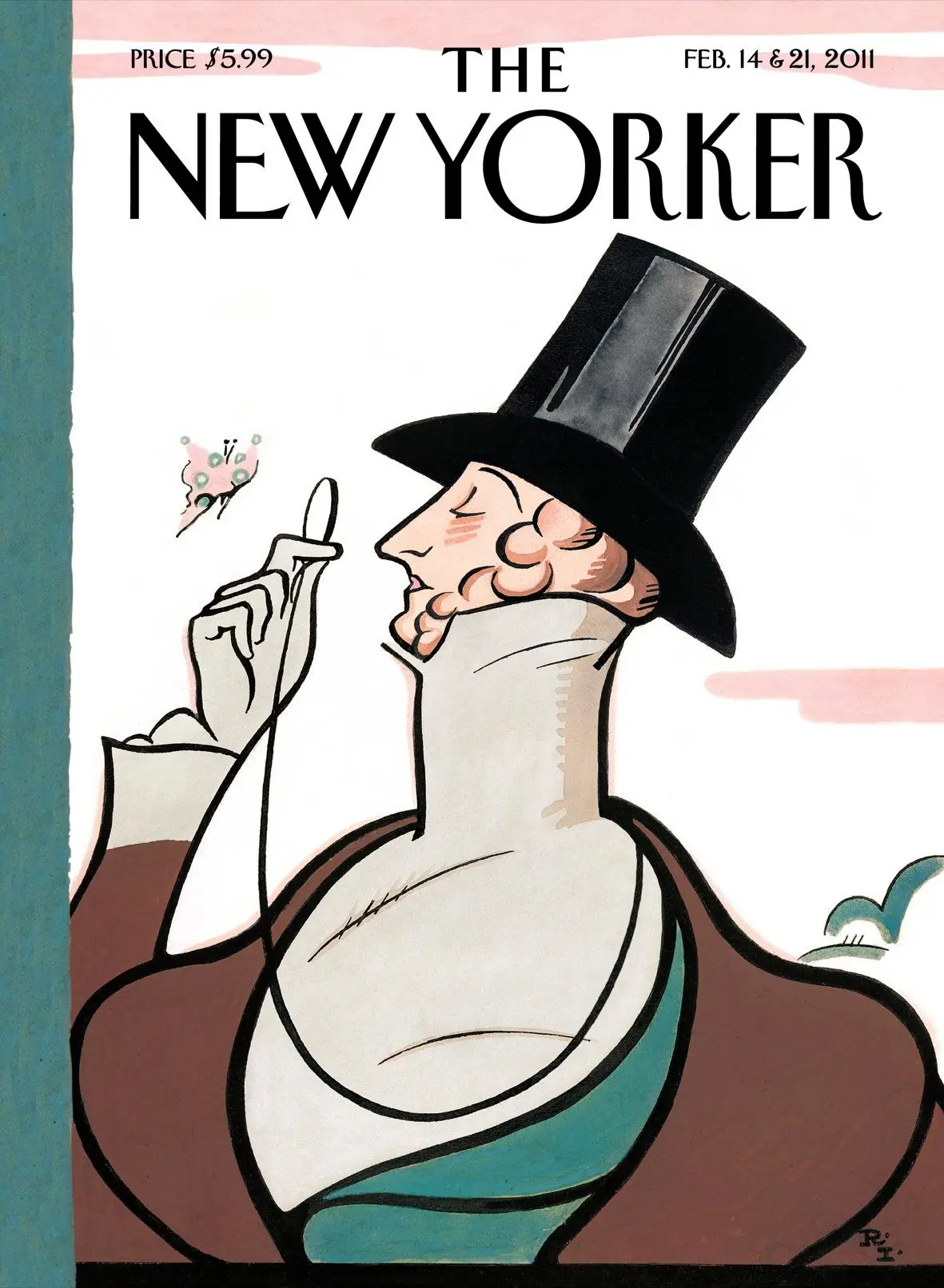 Обложка The New Yorker, 14 февраля 2011: Юстас Тилли, художник Реа Ирвин