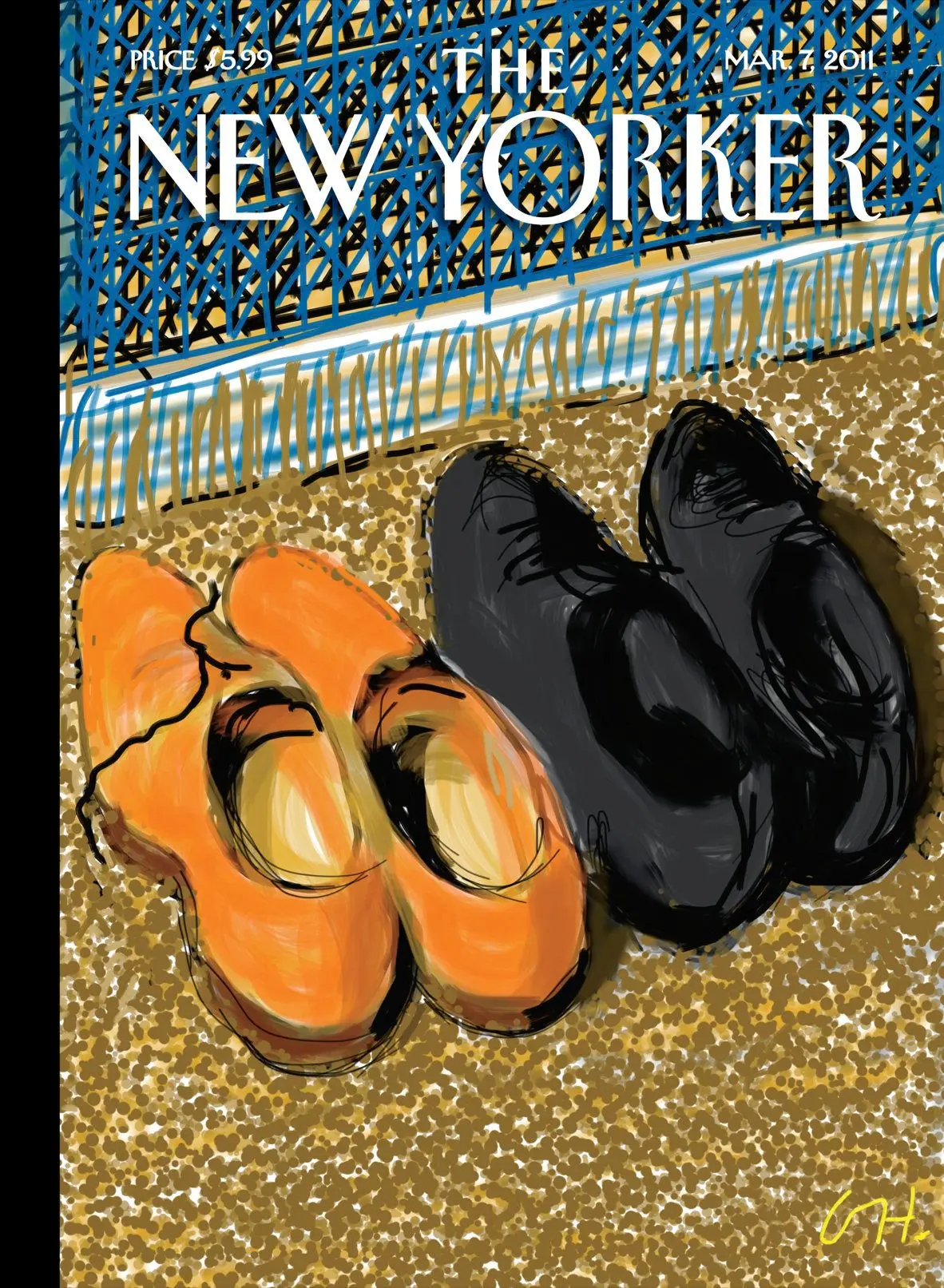 Обложка The New Yorker, 7 марта 2011: Туфли, художник Дэвид Хокни