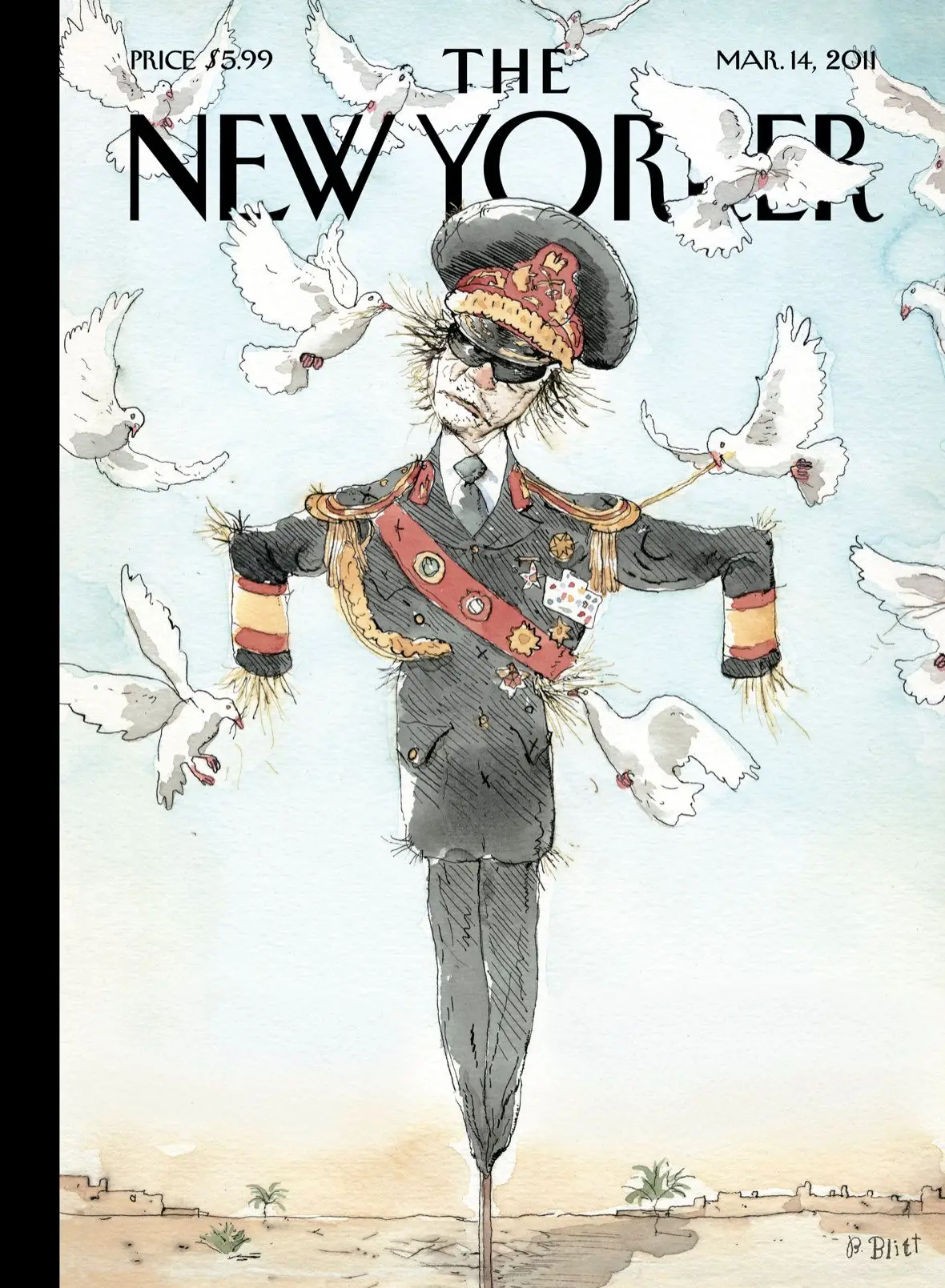Обложка The New Yorker, 14 марта 2011: Надежда — это птица, художник Барри Блитт